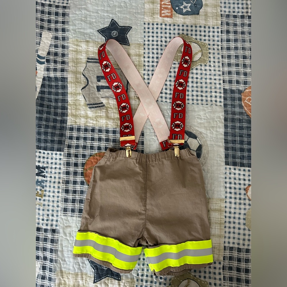 Fireman shorts and suspenders only - no tshirt - firefighter Halloween costume